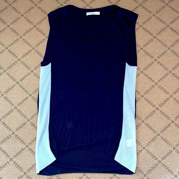 Navy / silver top w draped back NWOT S - Picture 3 of 7